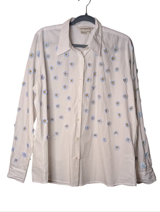 Dhruv Kapoor Tops - Dhruv Kapoor x Anthropologie 3D Floral Sequin Appliqué Button-Down Shirt size XL